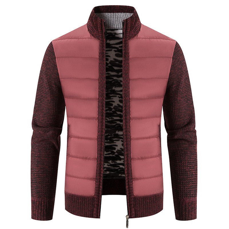Hot selling cardigan winter men's stand-up collar sweater jacket plus velvet outer wear loose sweater custom wholesale
