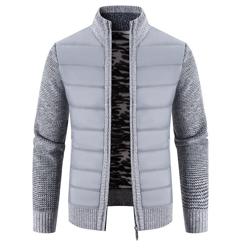 Hot selling cardigan winter men's stand-up collar sweater jacket plus velvet outer wear loose sweater custom wholesale