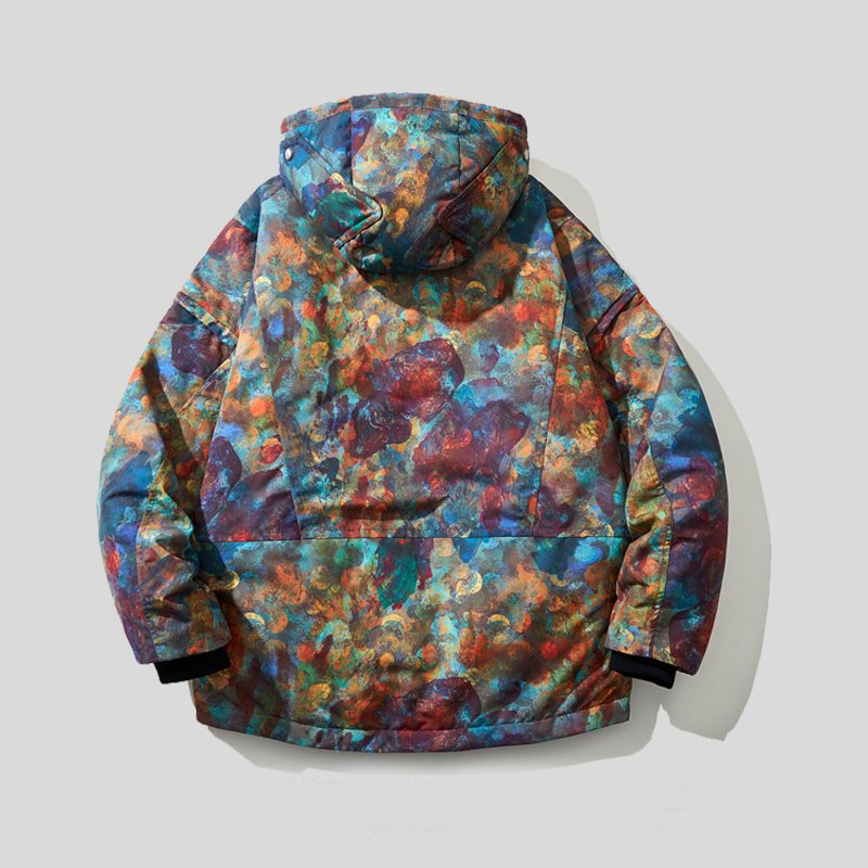DiZNEW Men's Street Hip-Hop Plus Size Drop Shoulder Sleeve Men's Jacket printed Loose casual Jacket
