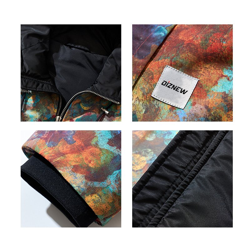 DiZNEW Men's Street Hip-Hop Plus Size Drop Shoulder Sleeve Men's Jacket printed Loose casual Jacket