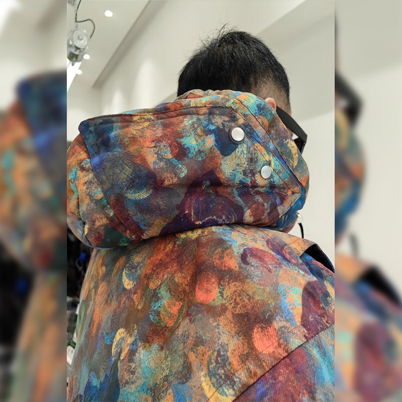 DiZNEW Men's Street Hip-Hop Plus Size Drop Shoulder Sleeve Men's Jacket printed Loose casual Jacket