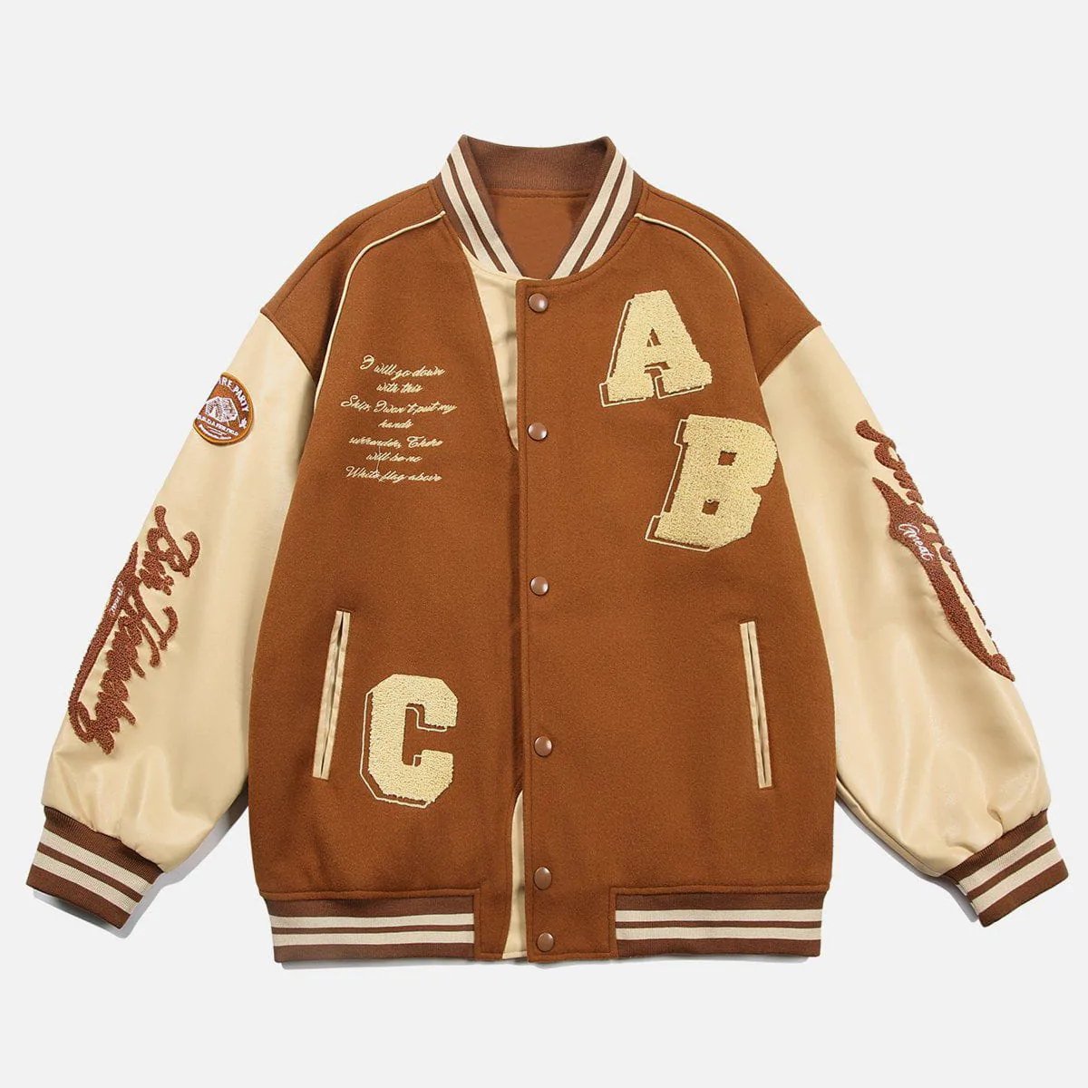 2024 Custom Logo Leather Sleeves Embroidery Black Couple College Baseball Men's Jacket Letterman Light Blue Varsity Jacket