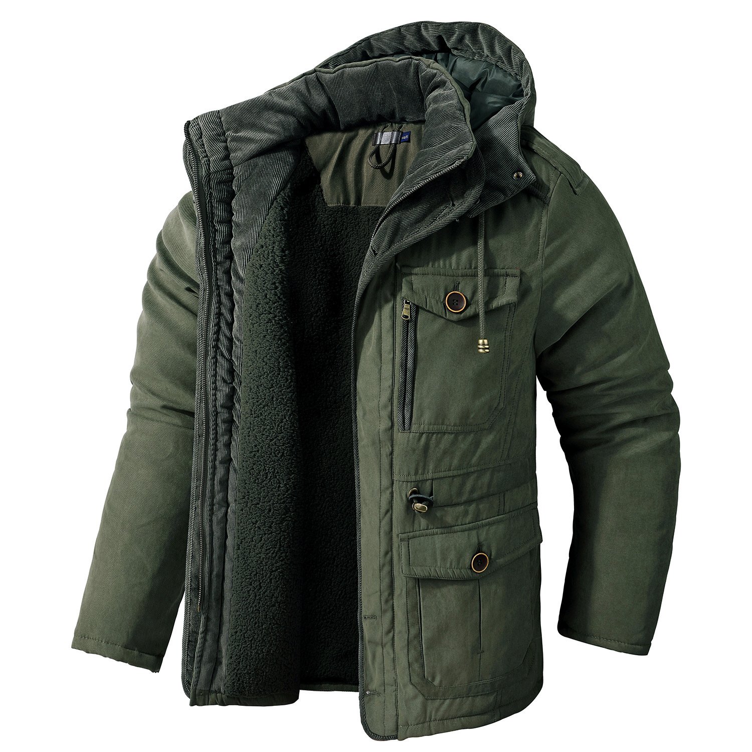 Casual Wear Pocket Cold Winter Cotton Padded Wadded Jacket Long Men Coat