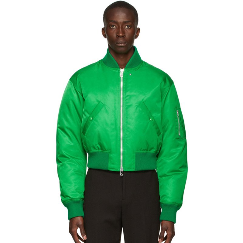 Custom Varsities Jackets Baseball Nylon Polyester Flight Bomber Jacket Waterproof Winter Thick Green Men Satin Jacket