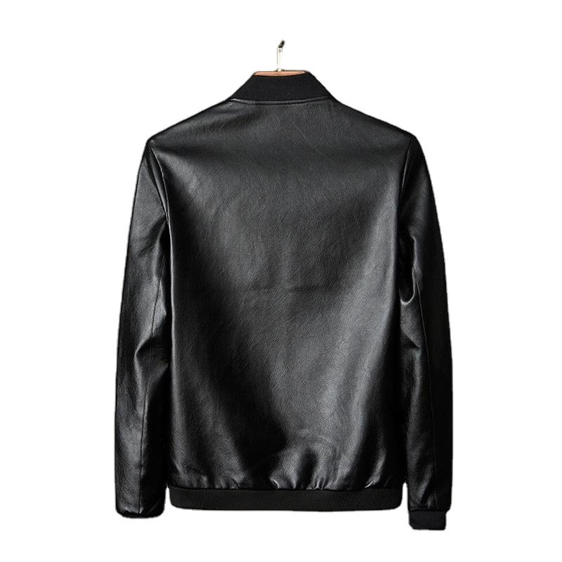 Customized LOGO Autumn/Winter Plus 8xl Fashion Men's Leather Jacket Solid Color Zipper Artificial Leather Casual Pu Jacket Men's