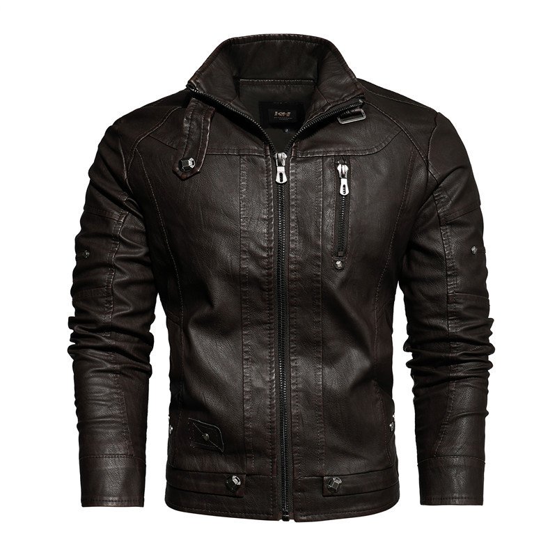 New Autumn Winter Men's Leather Vintage Trend High Quality Brand Men's PU Coat Leather Jacket