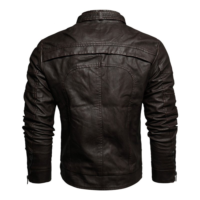New Autumn Winter Men's Leather Vintage Trend High Quality Brand Men's PU Coat Leather Jacket