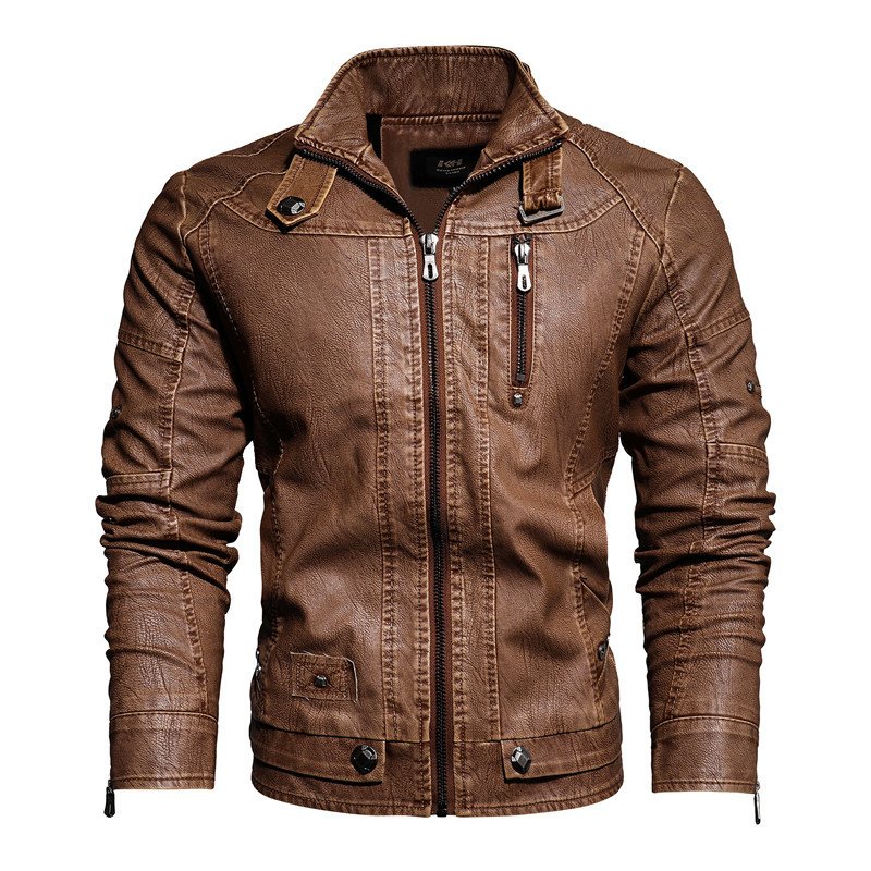 New Autumn Winter Men's Leather Vintage Trend High Quality Brand Men's PU Coat Leather Jacket