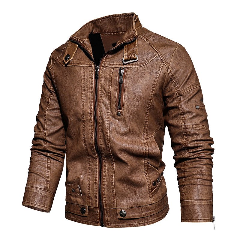 New Autumn Winter Men's Leather Vintage Trend High Quality Brand Men's PU Coat Leather Jacket