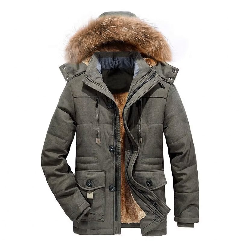 Hot Sale Men Custom Fashion Winter Jacket Men's Fur Hooded Warm Padded Coat Male Parka Jacket