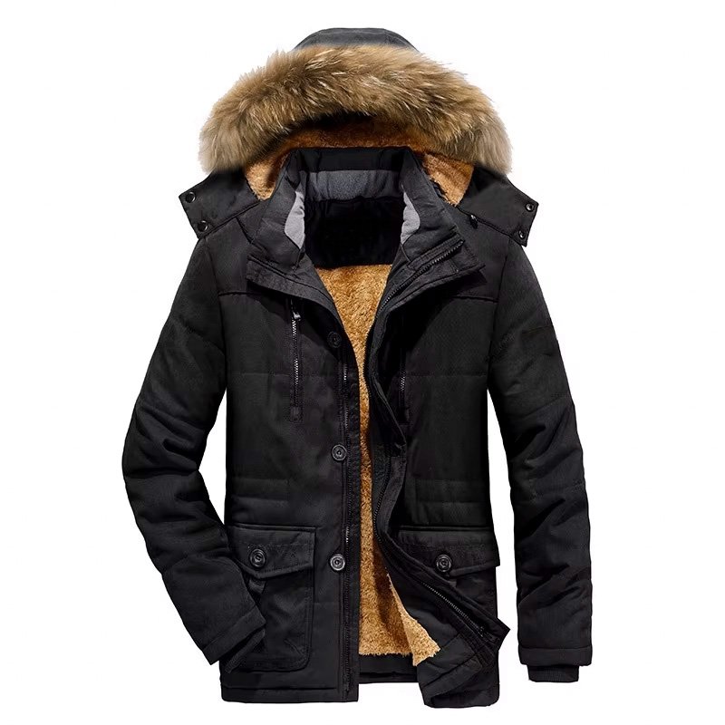 Hot Sale Men Custom Fashion Winter Jacket Men's Fur Hooded Warm Padded Coat Male Parka Jacket