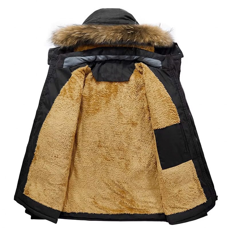 Hot Sale Men Custom Fashion Winter Jacket Men's Fur Hooded Warm Padded Coat Male Parka Jacket