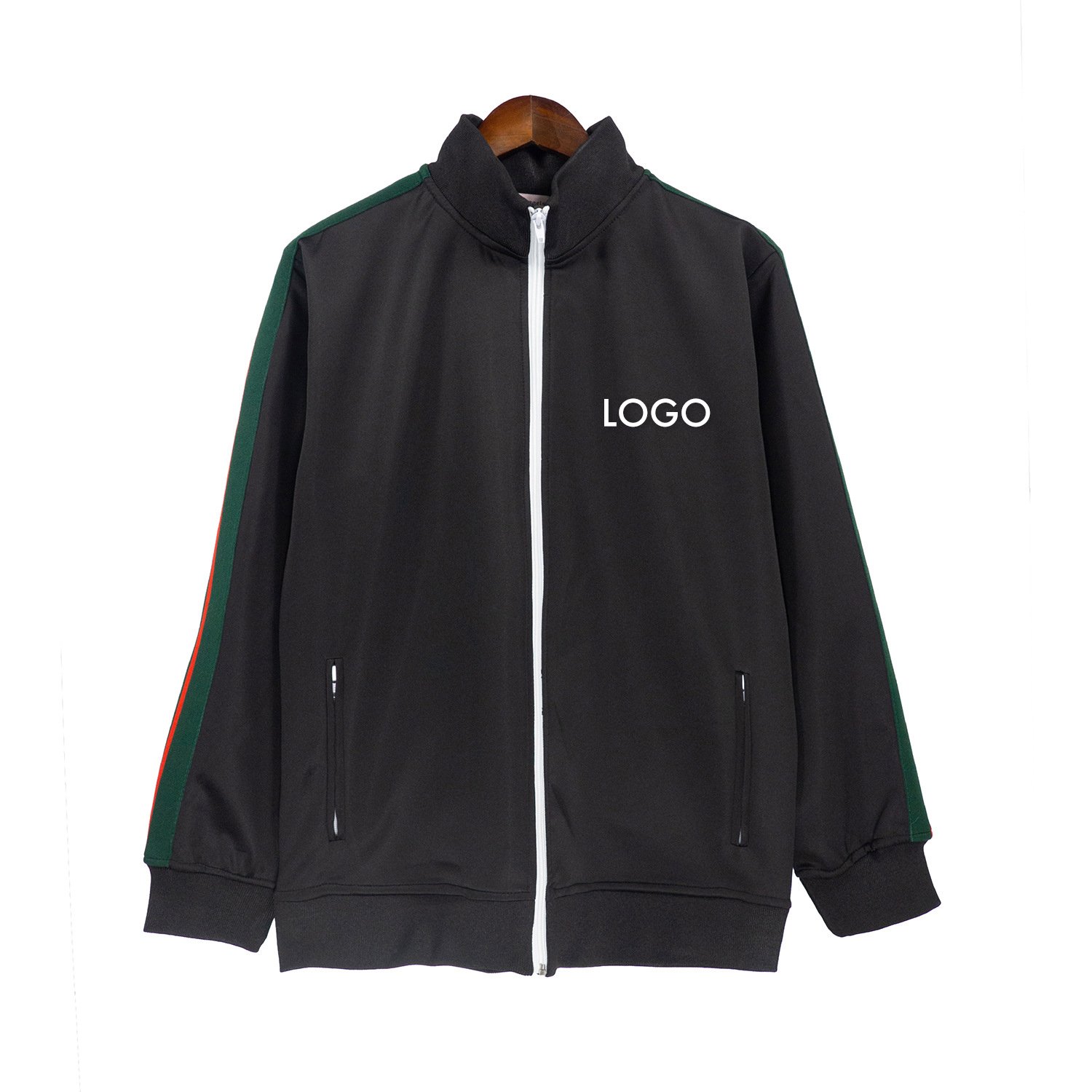 Autumn Trendy Retro Color Side Striped Zip Up Jacket Loose Solid Color Sportswear Top Men's Jacket