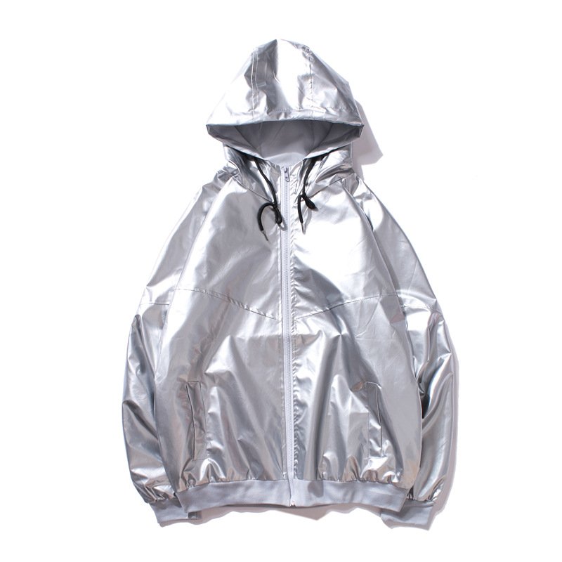 Men's shining hip hop style B-BOY windbreak jacket with hood
