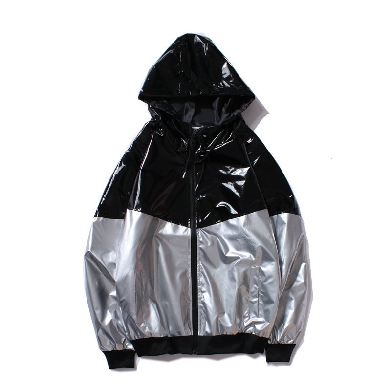 Men's shining hip hop style B-BOY windbreak jacket with hood