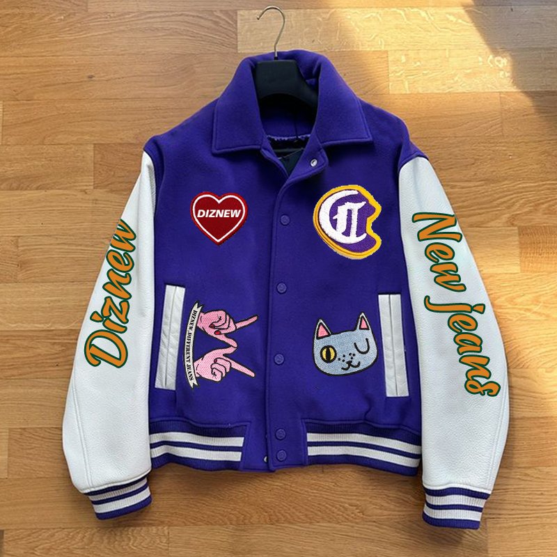 DIZNEW men's jacket Custom designer leather sleeves letterman jacket button cardigan varsity jacket MEN