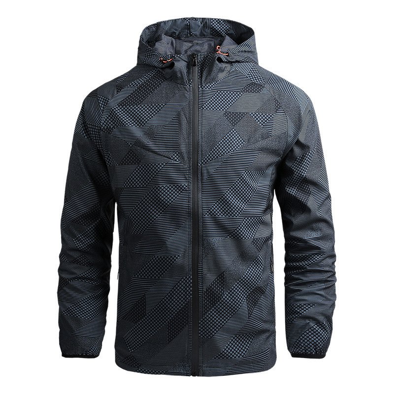 High Quality Customized Men's Outdoor Sports Jacket Casual Loose Hooded Zipper Breathable Woven Fabric Wind Breaker Wholesale
