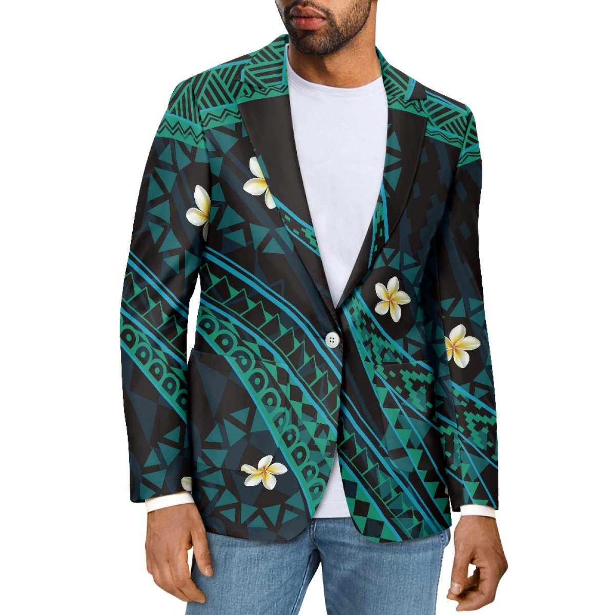 High Quality Custom Made Polynesia Tribal Print Loose Slim Fit Men's Suits Blazer Print On Demand Men's Jacket Suit
