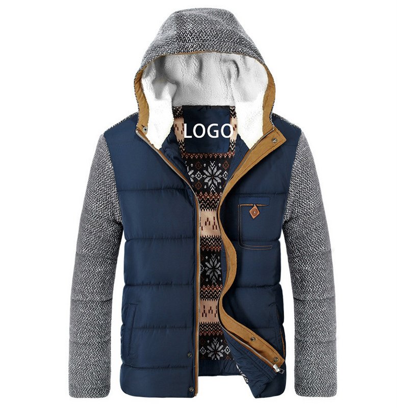 CARANFIER Men Jacket Men's Winter Fashion Cotton Coat Panel Hooded Warm Customization Men's Jacket Dropshipping Free Logo OEM