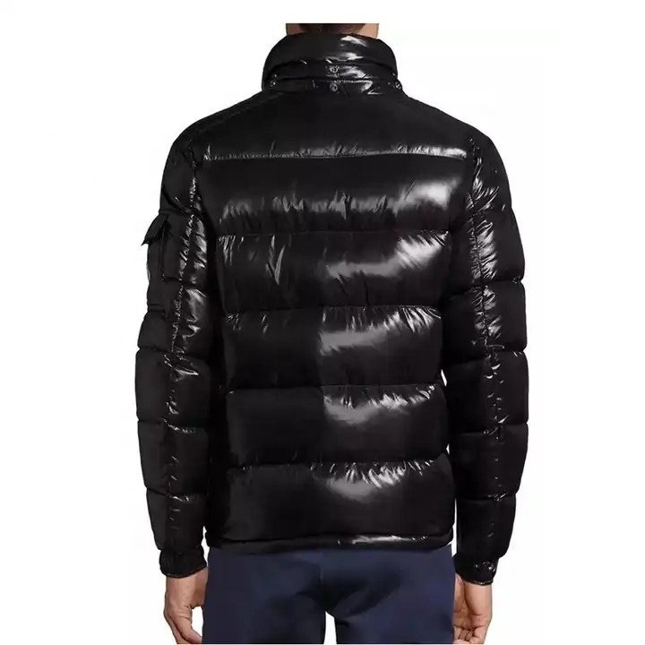 2024 wholesale fashion goose down feather shiny bubble coats hooded men's puffer jacket custom logo bubble jackets for men's