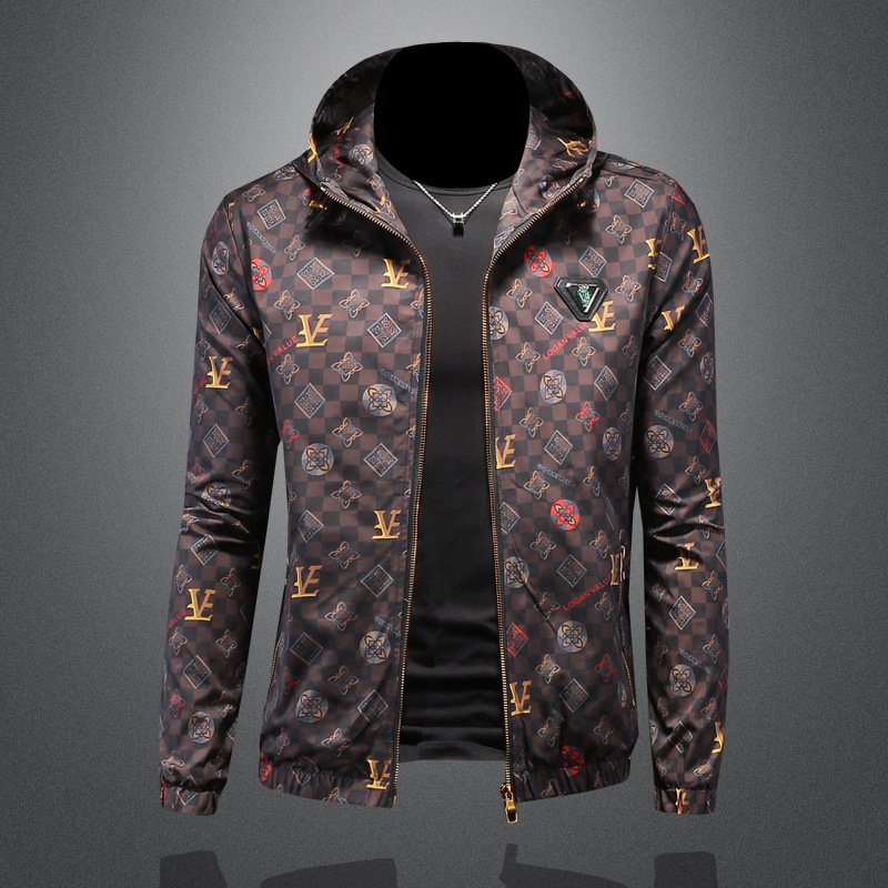 2024 Spring New Men's Jackets Business and Casual Large Fit Flip Collar Coat Personalized Print High end Men's Wear