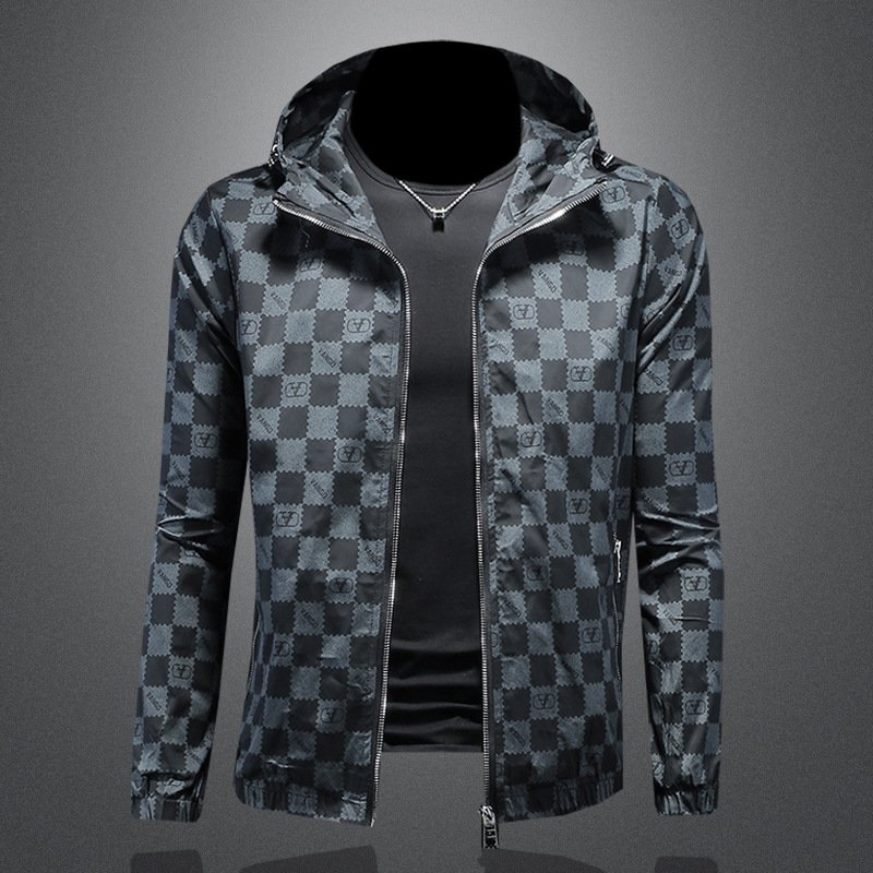 2024 Spring New Men's Jackets Business and Casual Large Fit Flip Collar Coat Personalized Print High end Men's Wear