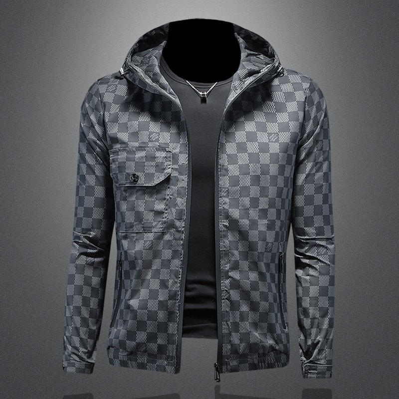 2024 Spring New Men's Jackets Business and Casual Large Fit Flip Collar Coat Personalized Print High end Men's Wear