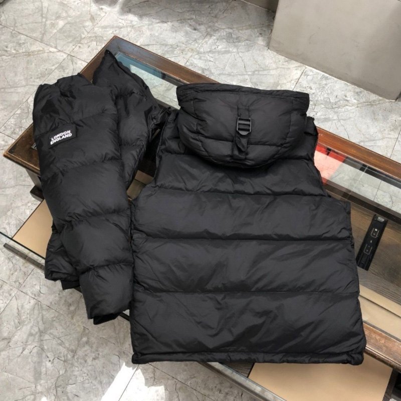 Men's Winter Down Coat Hooded Down Jacket Detachable Sleeve Puffer Jacket