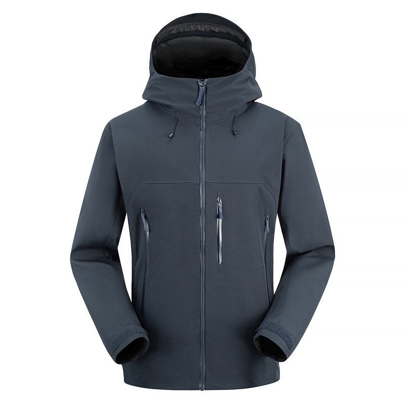 Men's Heated Waterproof Breathable Rain Jacket 3-Layer Function Hard Shell Windbreaker Long Length Zipper Closure Mountaineering