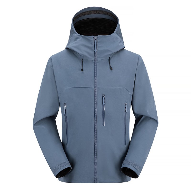 Men's Heated Waterproof Breathable Rain Jacket 3-Layer Function Hard Shell Windbreaker Long Length Zipper Closure Mountaineering