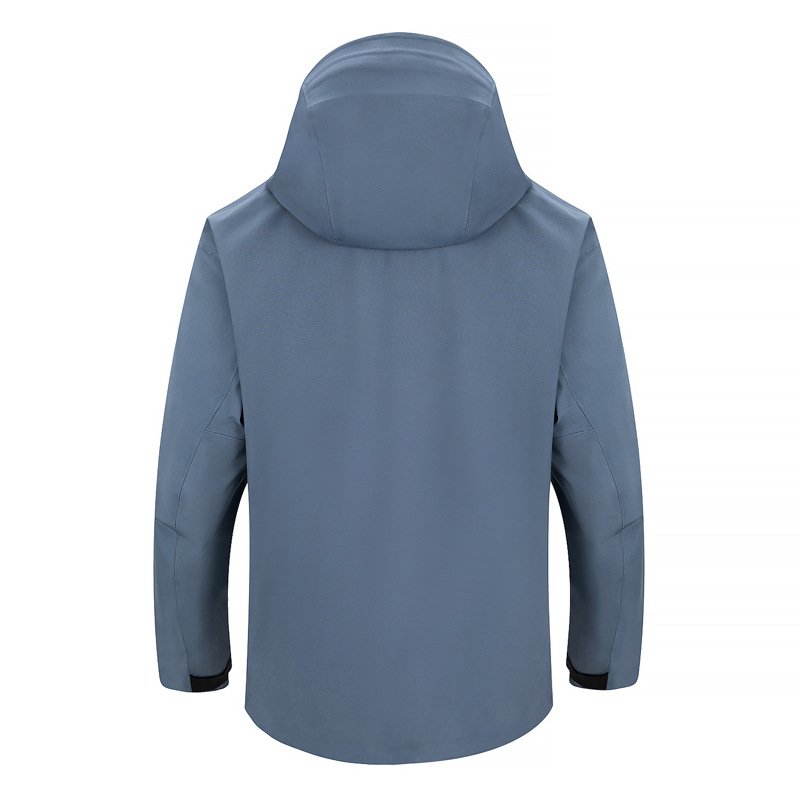 Men's Heated Waterproof Breathable Rain Jacket 3-Layer Function Hard Shell Windbreaker Long Length Zipper Closure Mountaineering