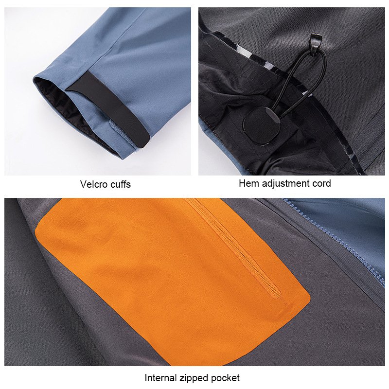 Men's Heated Waterproof Breathable Rain Jacket 3-Layer Function Hard Shell Windbreaker Long Length Zipper Closure Mountaineering