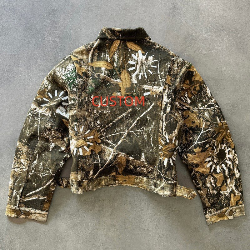 WINTER FULL PRINT FOREST CUSTOMIZE LOGO JACKET DISTRESSED CAMO WORK JACKETS