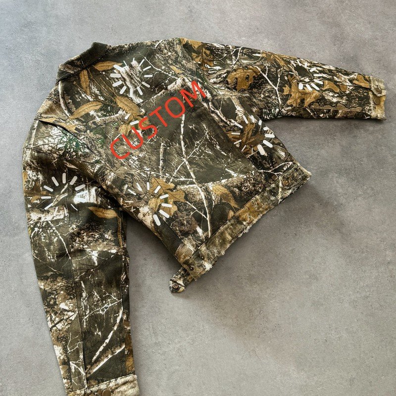 WINTER FULL PRINT FOREST CUSTOMIZE LOGO JACKET DISTRESSED CAMO WORK JACKETS