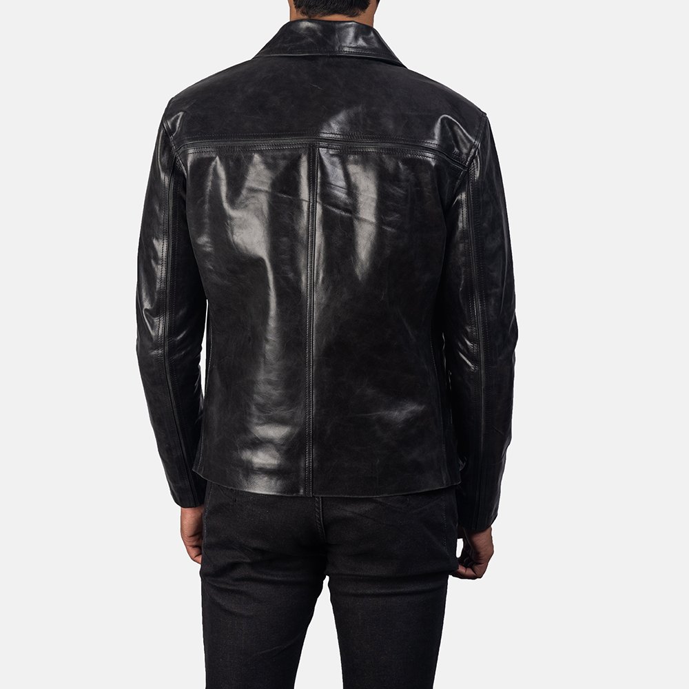 High Quality Men's Black Leather Jacket Mystical Pattern Breathable Heated Soft Wool Cotton Zip-Up Sport Stand Customizable