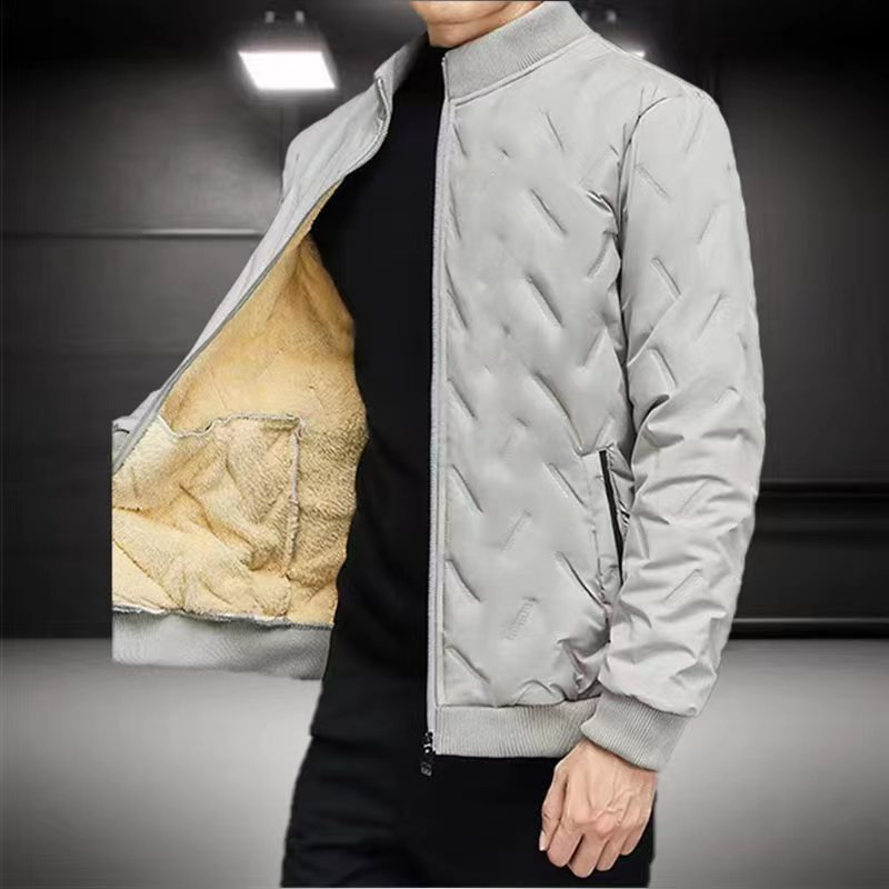 Winter new style stand-up collar plus velvet thickened long-sleeved men's cold-resistant warm jacket men's tops