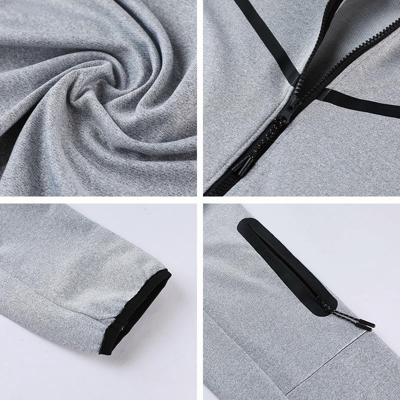 Custom Logo Long Sleeve Sports Running Workout Graphic Quick Dry Jacket Two Piece Zipper Sweatsuit Men Tracksuit Set