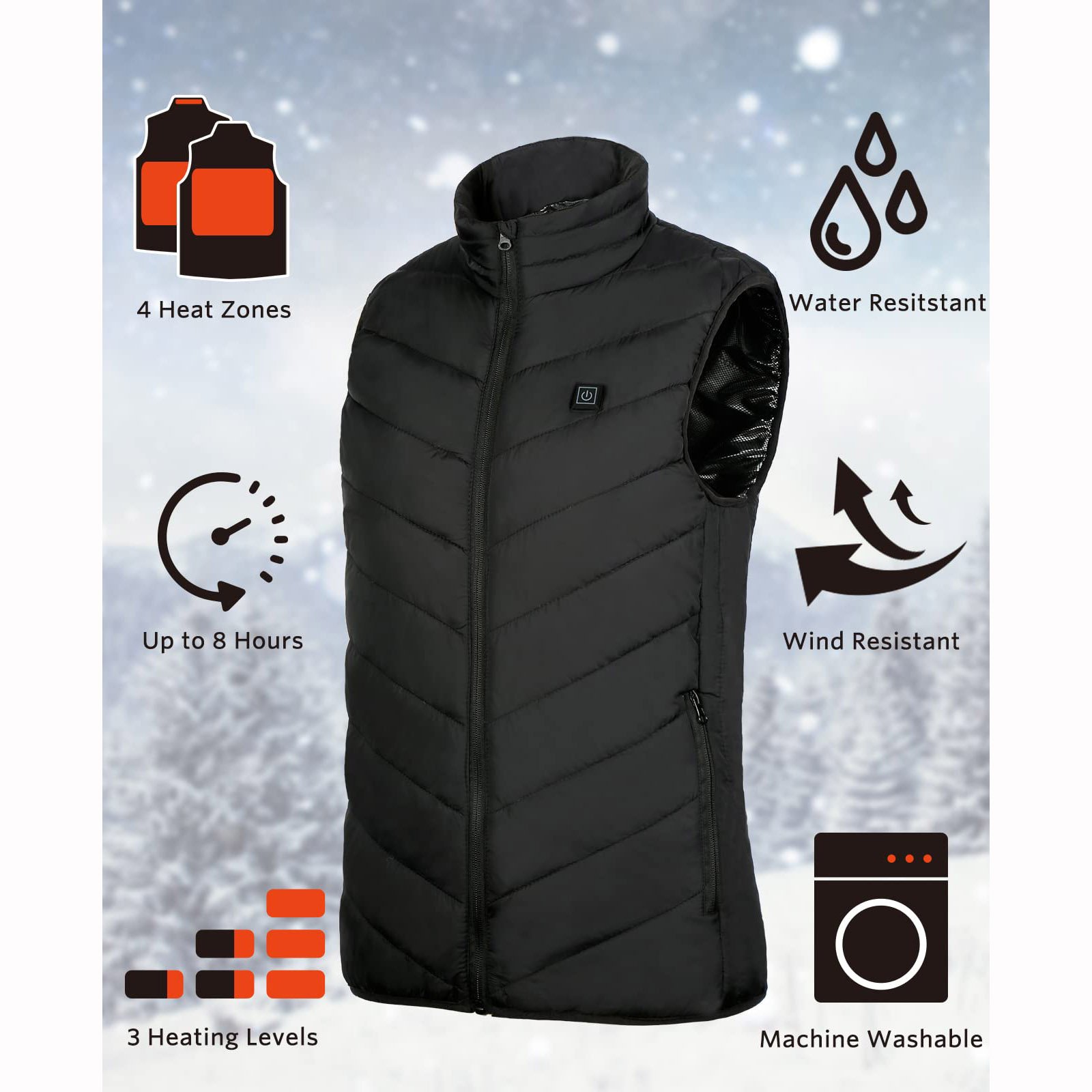 Custom USB Waterproof Body Warm usb Electric Battery Heated Vest Men's Heating Gilet For Winter