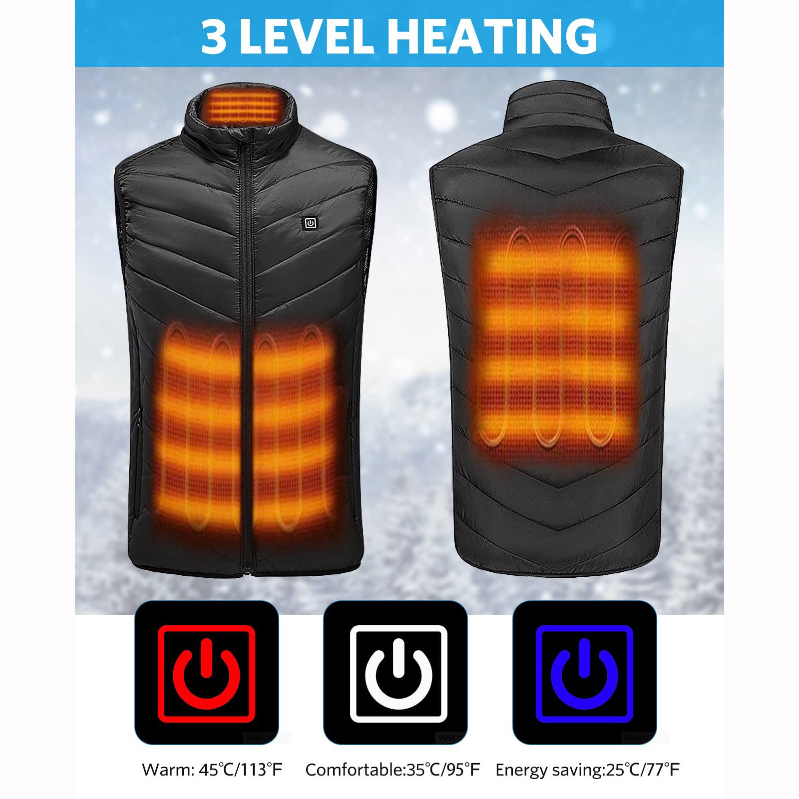 Custom USB Waterproof Body Warm usb Electric Battery Heated Vest Men's Heating Gilet For Winter