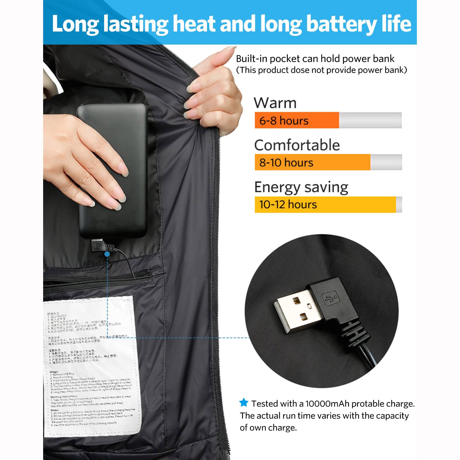 Custom USB Waterproof Body Warm usb Electric Battery Heated Vest Men's Heating Gilet For Winter