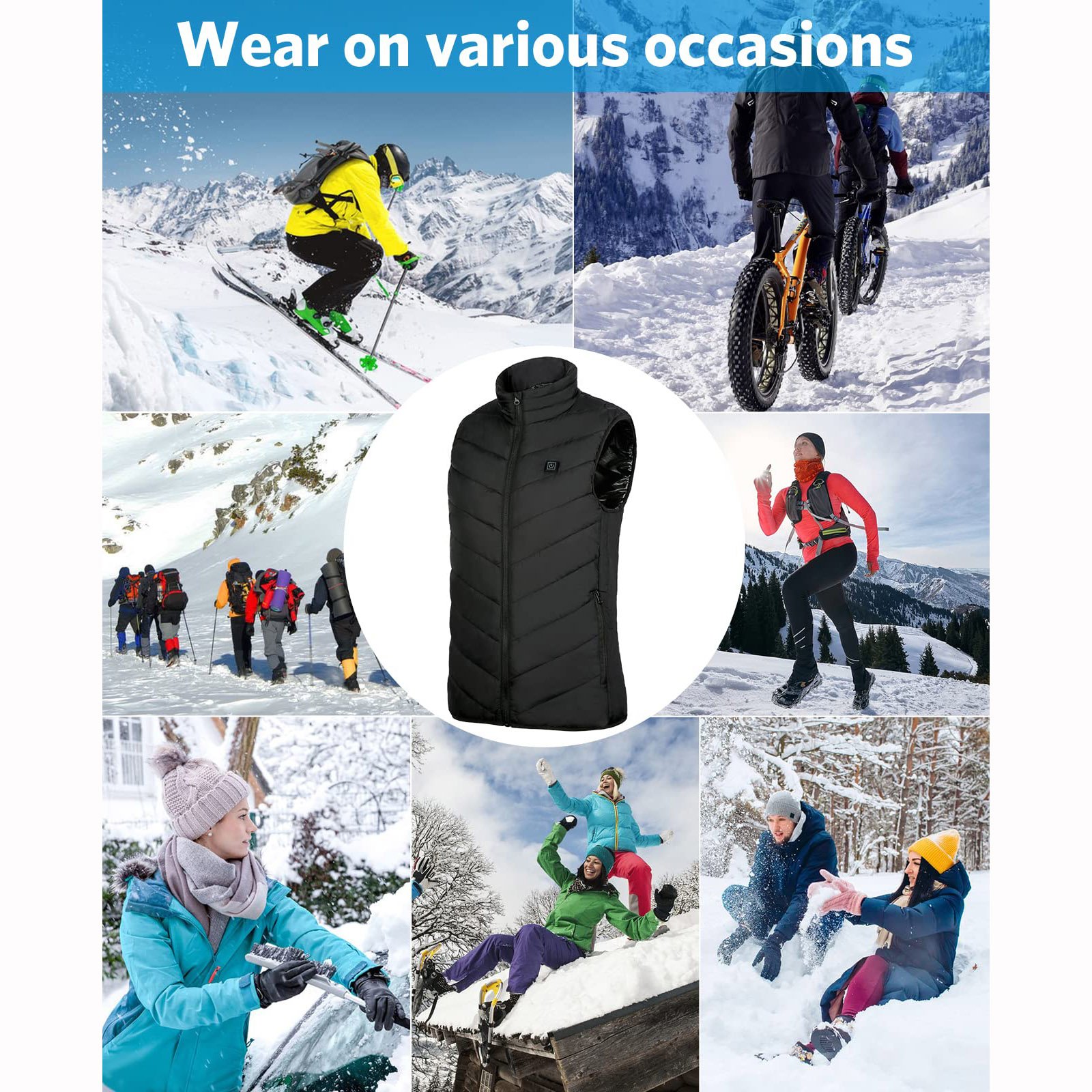 Custom USB Waterproof Body Warm usb Electric Battery Heated Vest Men's Heating Gilet For Winter