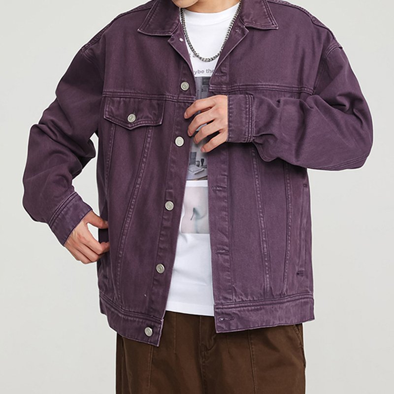 WJ-025 Fashional cowboy thick unisex jean jacket black denim jacket embossed logo denim men's jackets