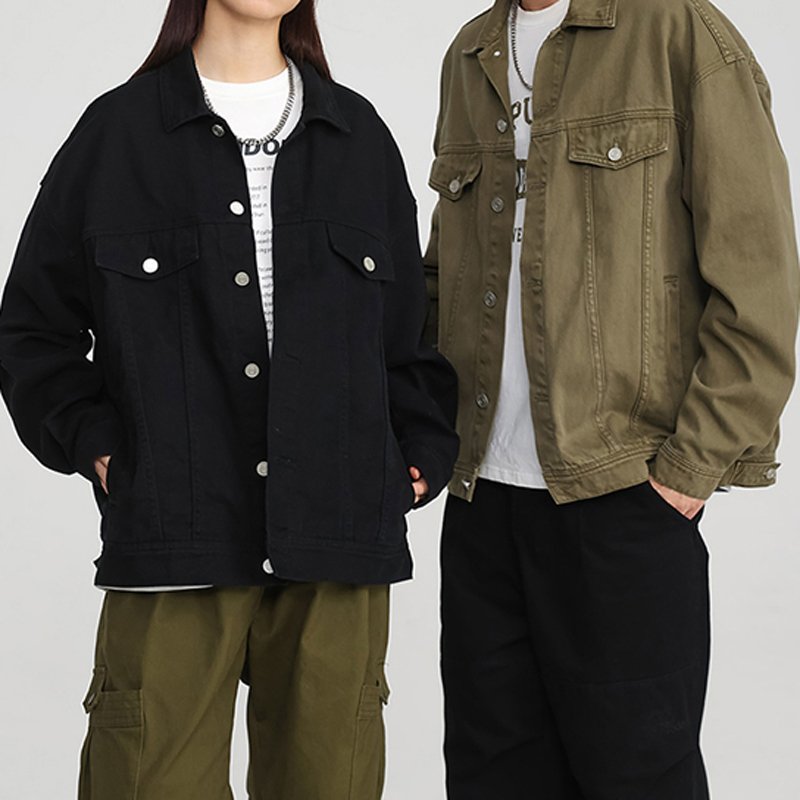 WJ-025 Fashional cowboy thick unisex jean jacket black denim jacket embossed logo denim men's jackets