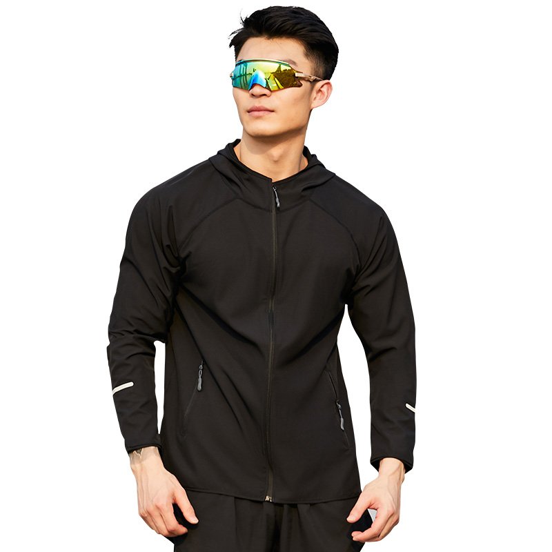 Men's Windbreaker hoodies Running Workout Casual Pure Color Sport lightweight Jacket