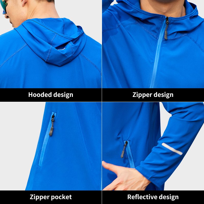 Men's Windbreaker hoodies Running Workout Casual Pure Color Sport lightweight Jacket