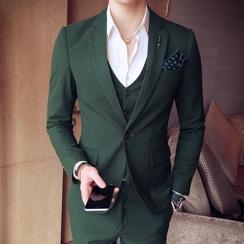 Tuxedo Jackets Men's Suits Slim Fit 3 Pieces Sets White Stylish Designer Prom Suits Grey Costume Homme Mariage Smocking