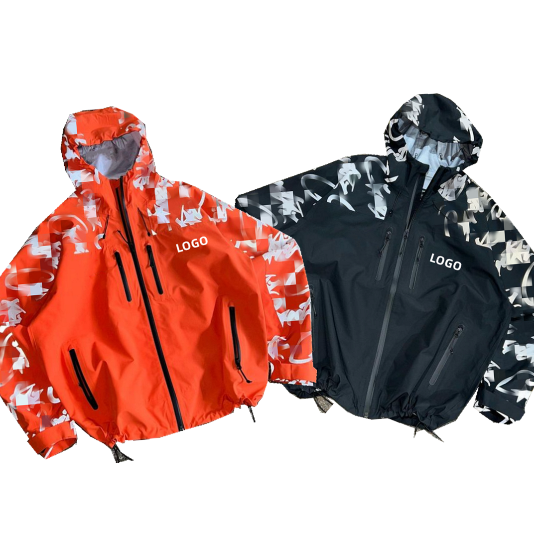 Custom Logo Reflective Print Running Jacket Men's Waterproof Shell Hooded Jacket Coat Nylon Windbreaker Zip Jacket For Men