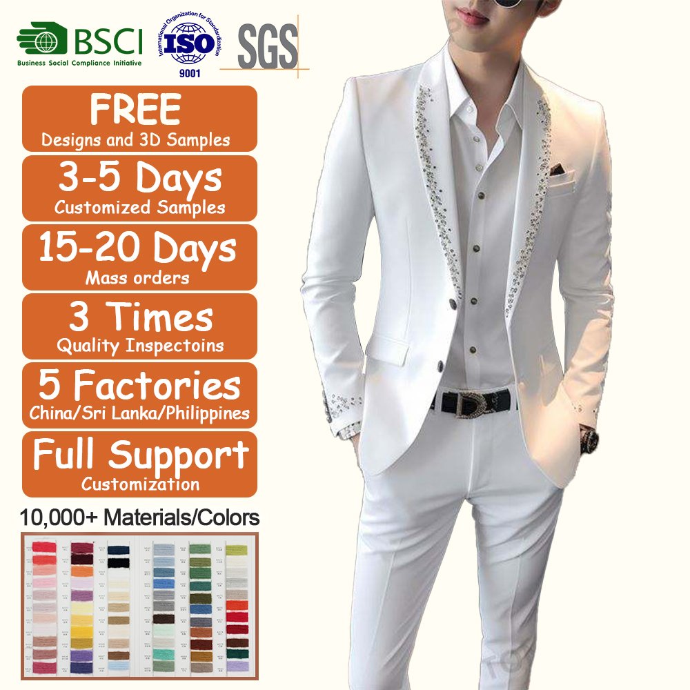 Custom Apparel Men's jacket suit Western coat wedding safari plus size youth one piece white suit for men