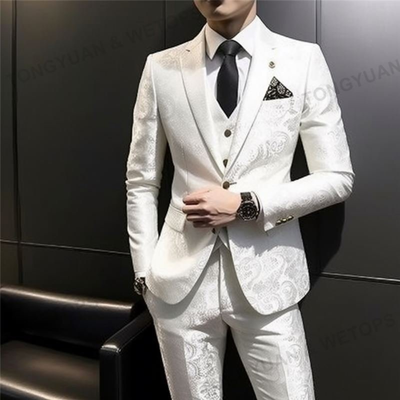 Custom Apparel Men's jacket suit Western coat wedding safari plus size youth one piece white suit for men