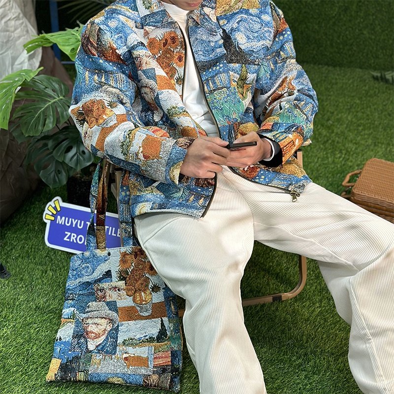 Low MOQ Custom jacket for men baseball jacket custom floral tapestry men's jackets